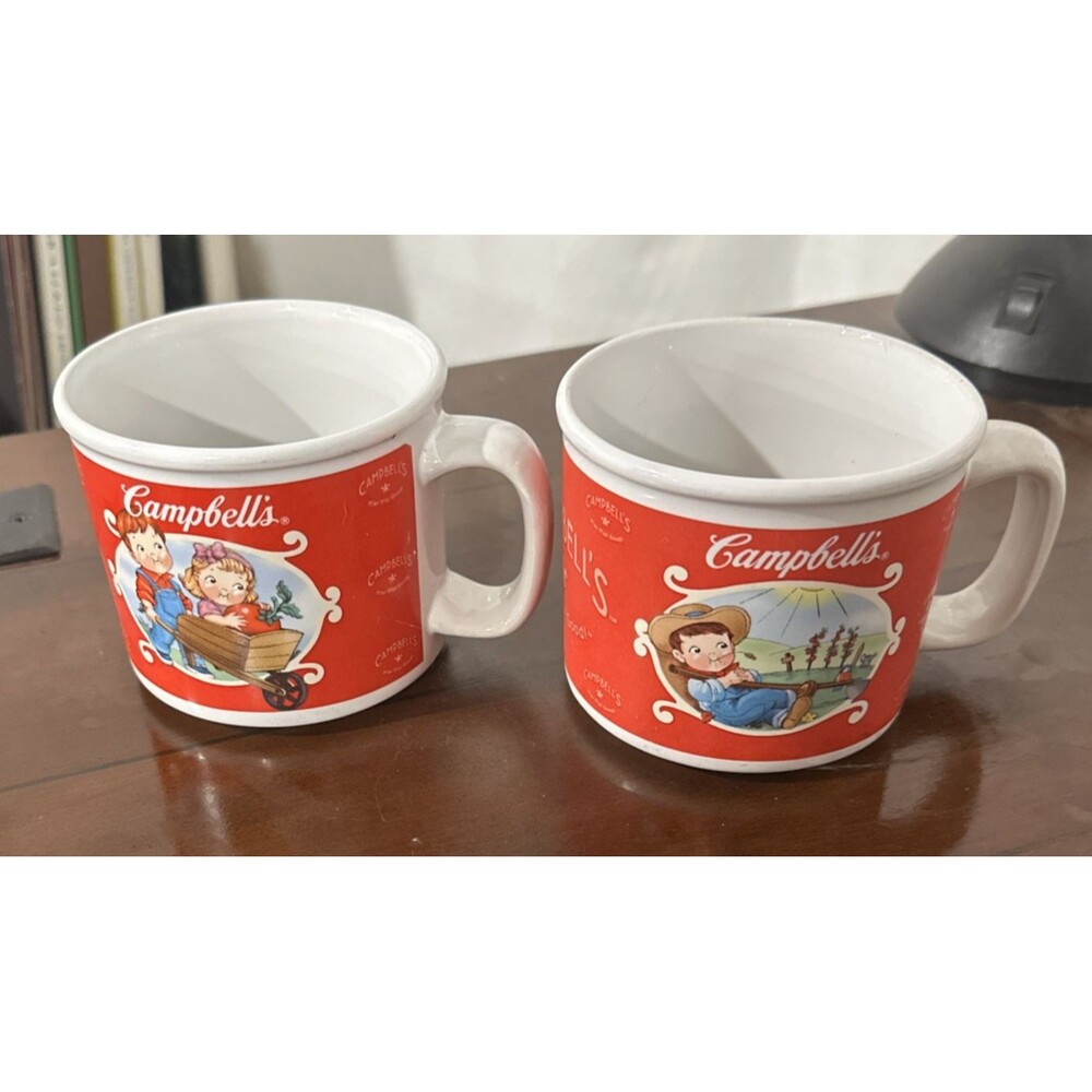 Campbells Soup Mugs Vintage 2002 Set of 2 Large 3.75x3.5